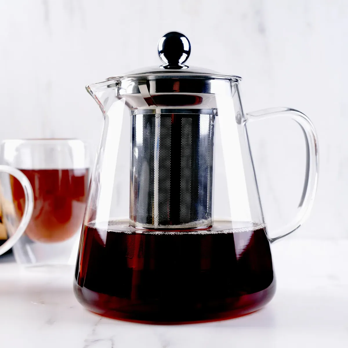 Karaca Borosilikat Glas Teekanne aus Rostfreiem Stahl 800 ml