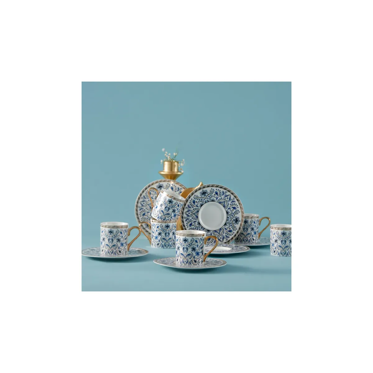 Karaca Delft Blue Kaffeetassen- Set für 6  Personen
