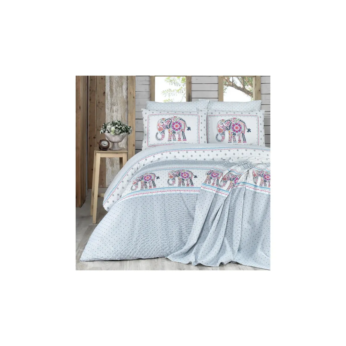 Karaca Home Felicia Bettbezug-Set in Doppelbett-Größe mit zusätzlichem Pique