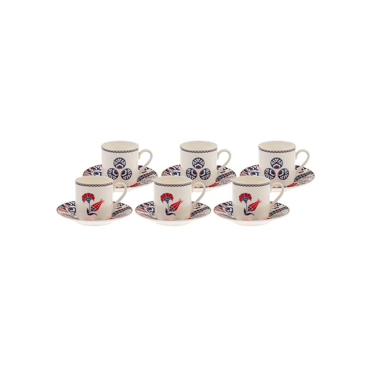 Karaca Hasbahce 12 teiliges Kaffeetassen-Set für 6 Personen 80 ml