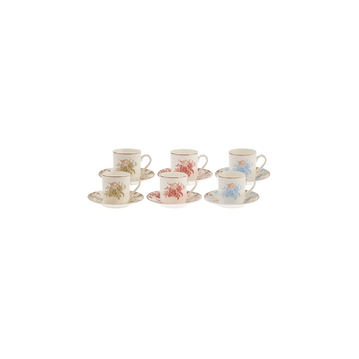 Karaca Grand Asorti 12-teiliges Kaffeetassen-Set für 6 Personen