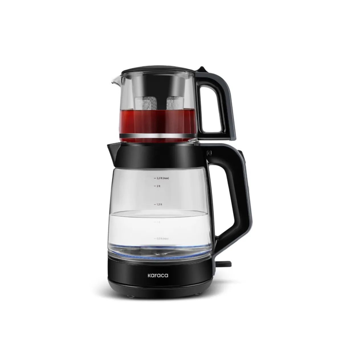 Karaca Glass Tea XL 2 in 1 Glas-Teemaschine Shiny Black