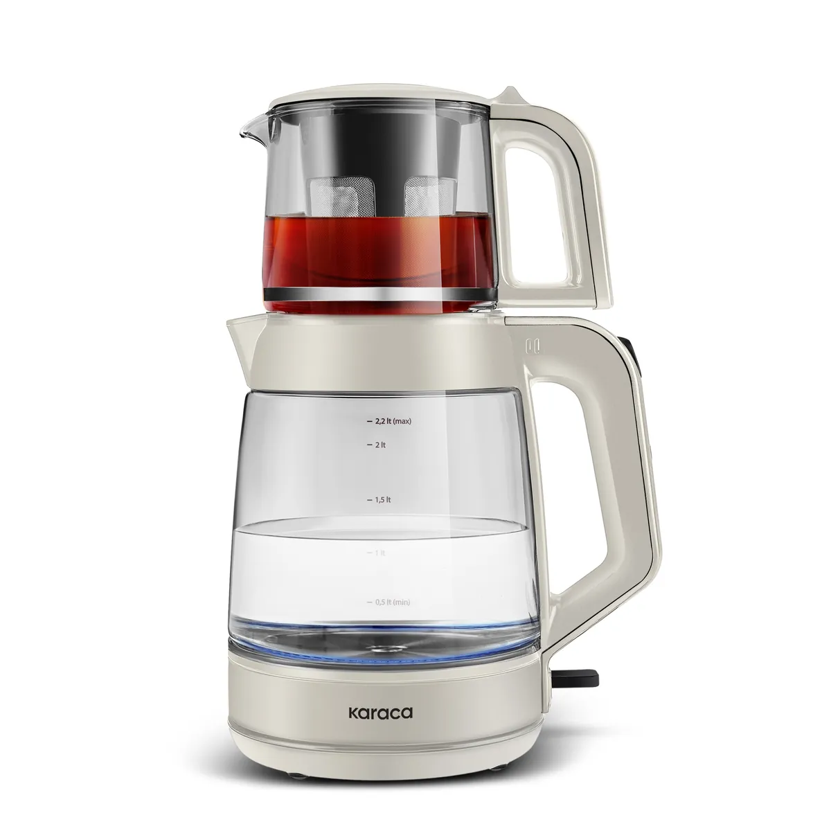 Karaca Glass Tea XL 2in1 Glas-Teezubereiter und Wasserkocher Starlight