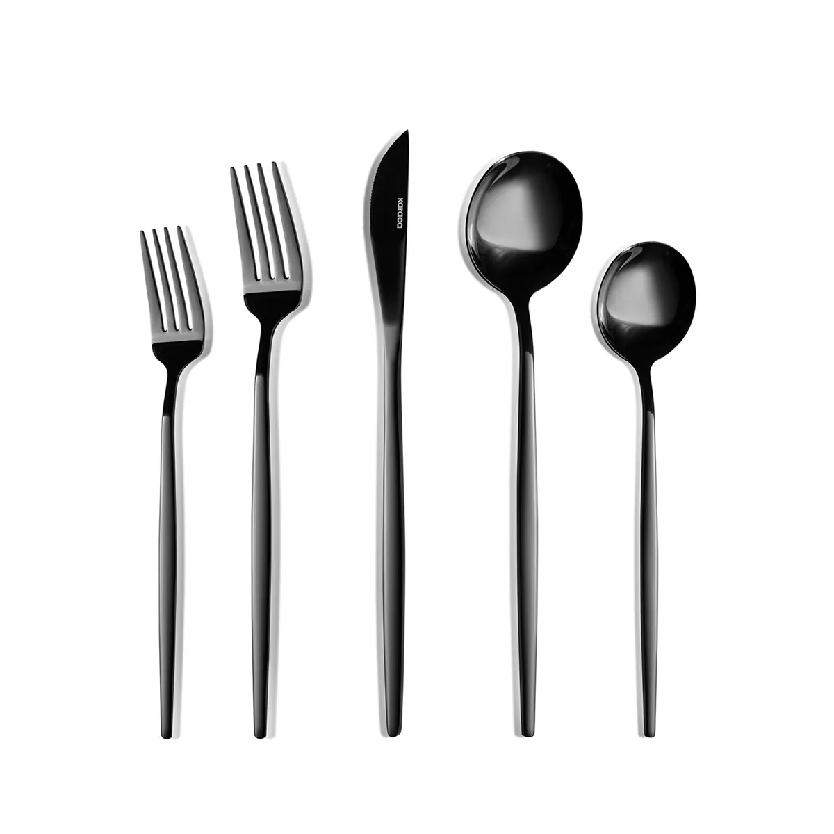 Karaca Orion Shiny Black 30-teiliges Besteckset für 6 Personen