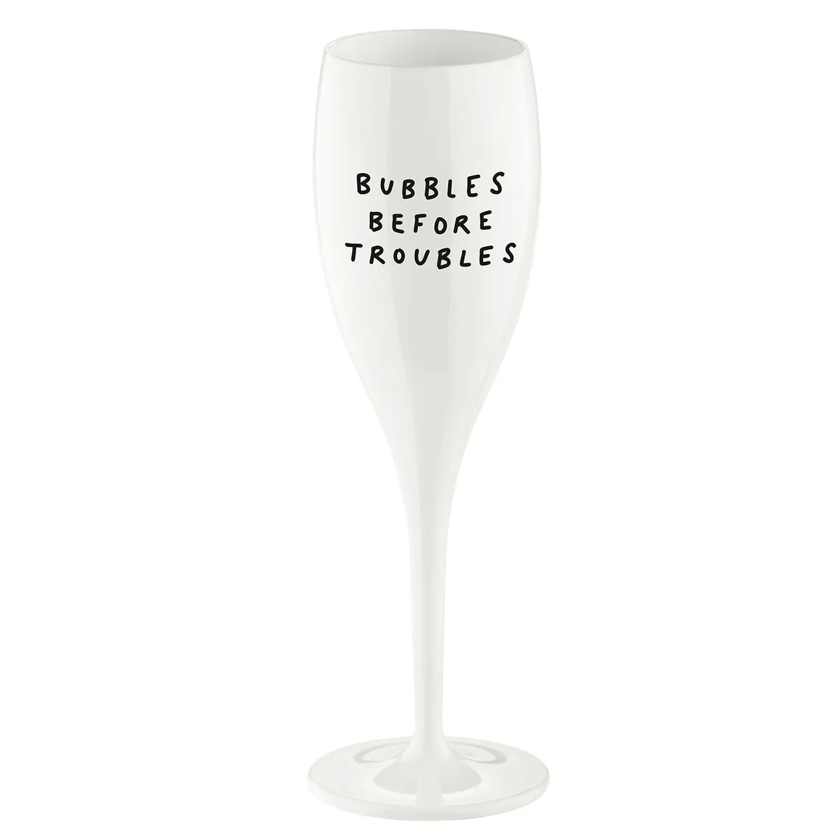 Glas 100ml mit Druck, CHEERS No. 1 BUBBLES BEFORE TROUBLES