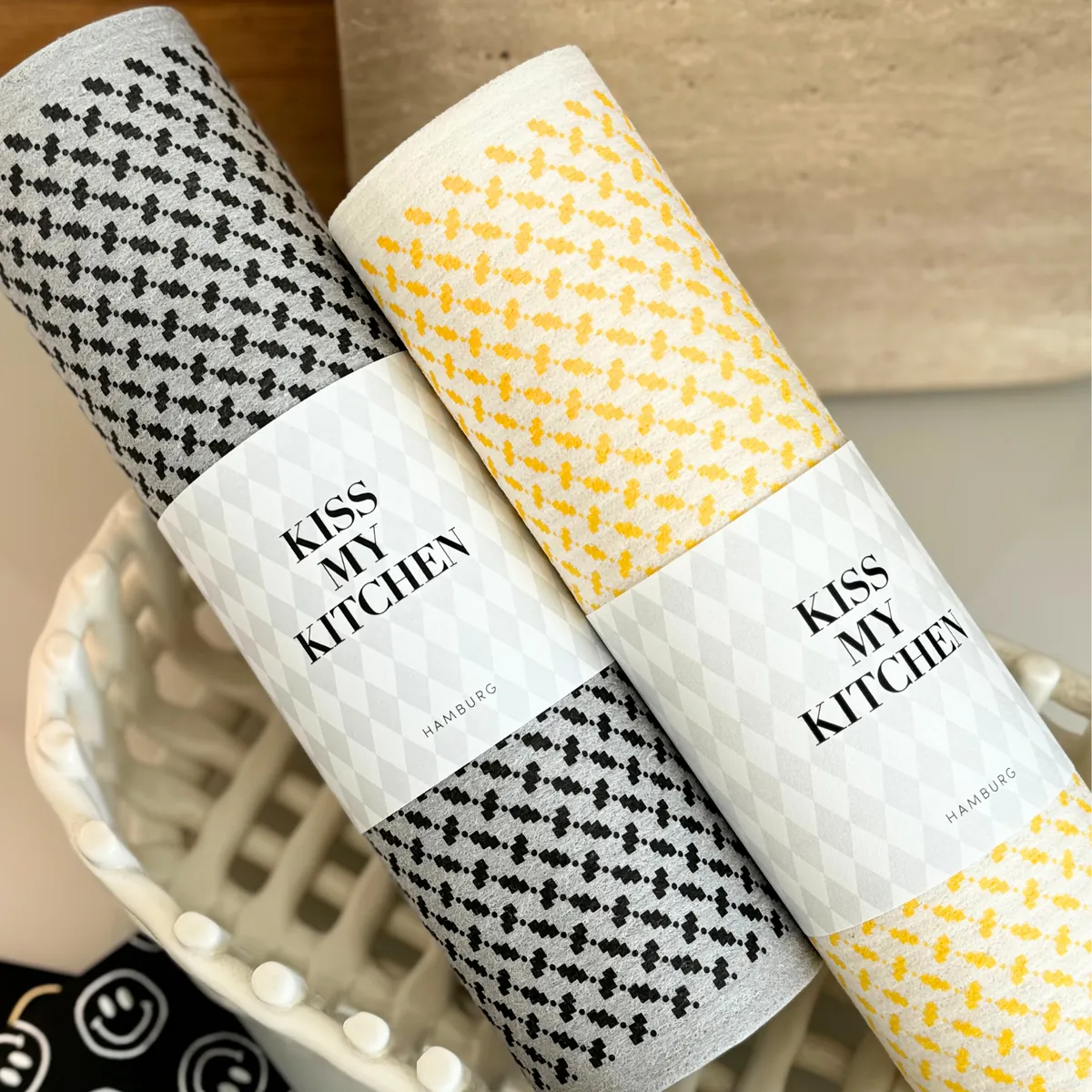 WO Schwammtuch-Rolle, Pali white yellow, 4 Stck.