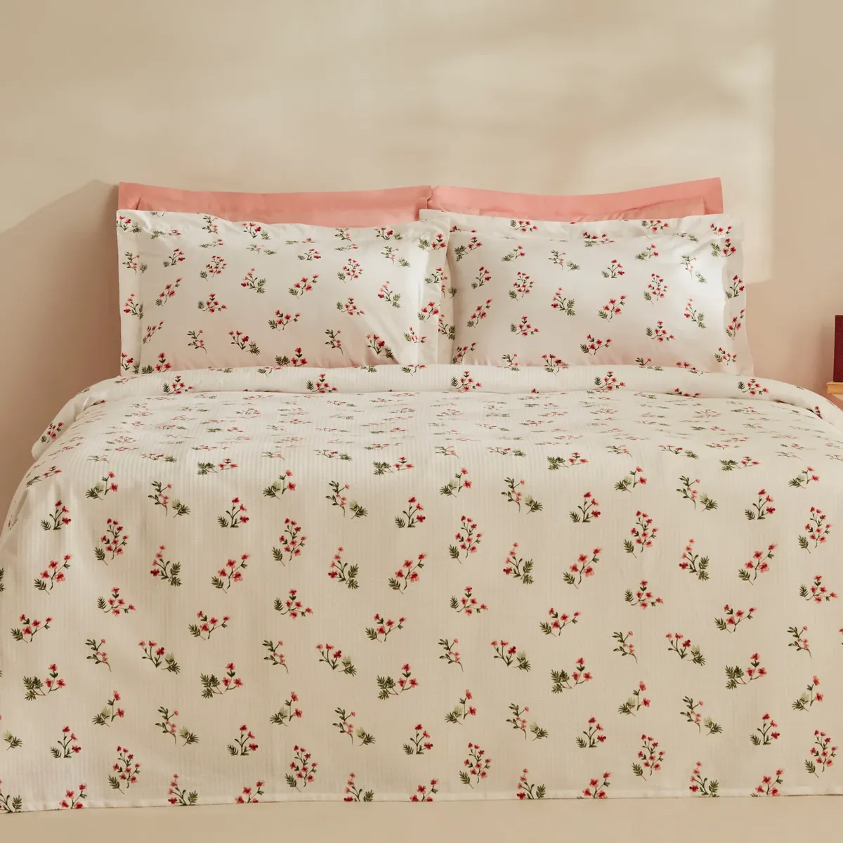 Karaca Home Silvie 100% Baumwolle Doppelbett Tagesdecke Set Rot