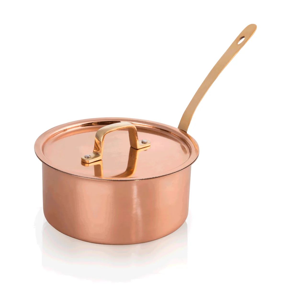 Servierkasserolle mit Deckel STEEL & STYLE AMBER, Ø 16 cm, 1,7 ltr., Kupfer, Messing, Chromnickelstahl