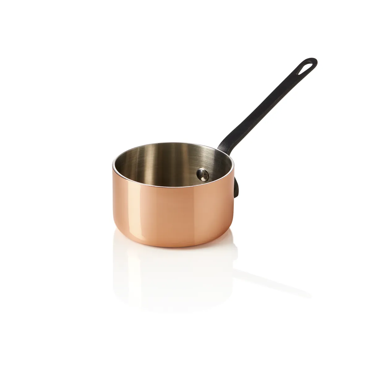 Mini Servierkasserolle MINI COPPER 3PLY mit schwarzem Griff, Ø 8,5 oder 10 cm, Kupfer/Aluminium