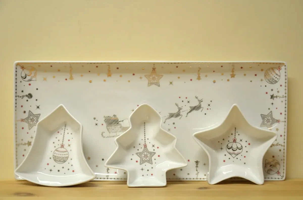 Easy Life Christmas Lights Vorspeisen-Schälchen und Platte 4-teilig NEU
