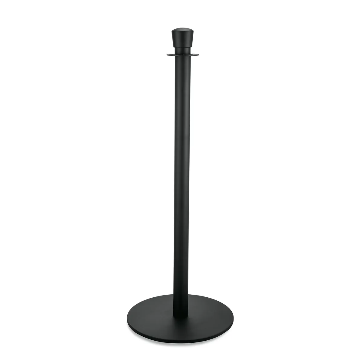 Abgrenzungspfosten Zylinder 2er-Set Classic, mit flachem Fuß, schwarz pulverbeschichtet, Edelstahl