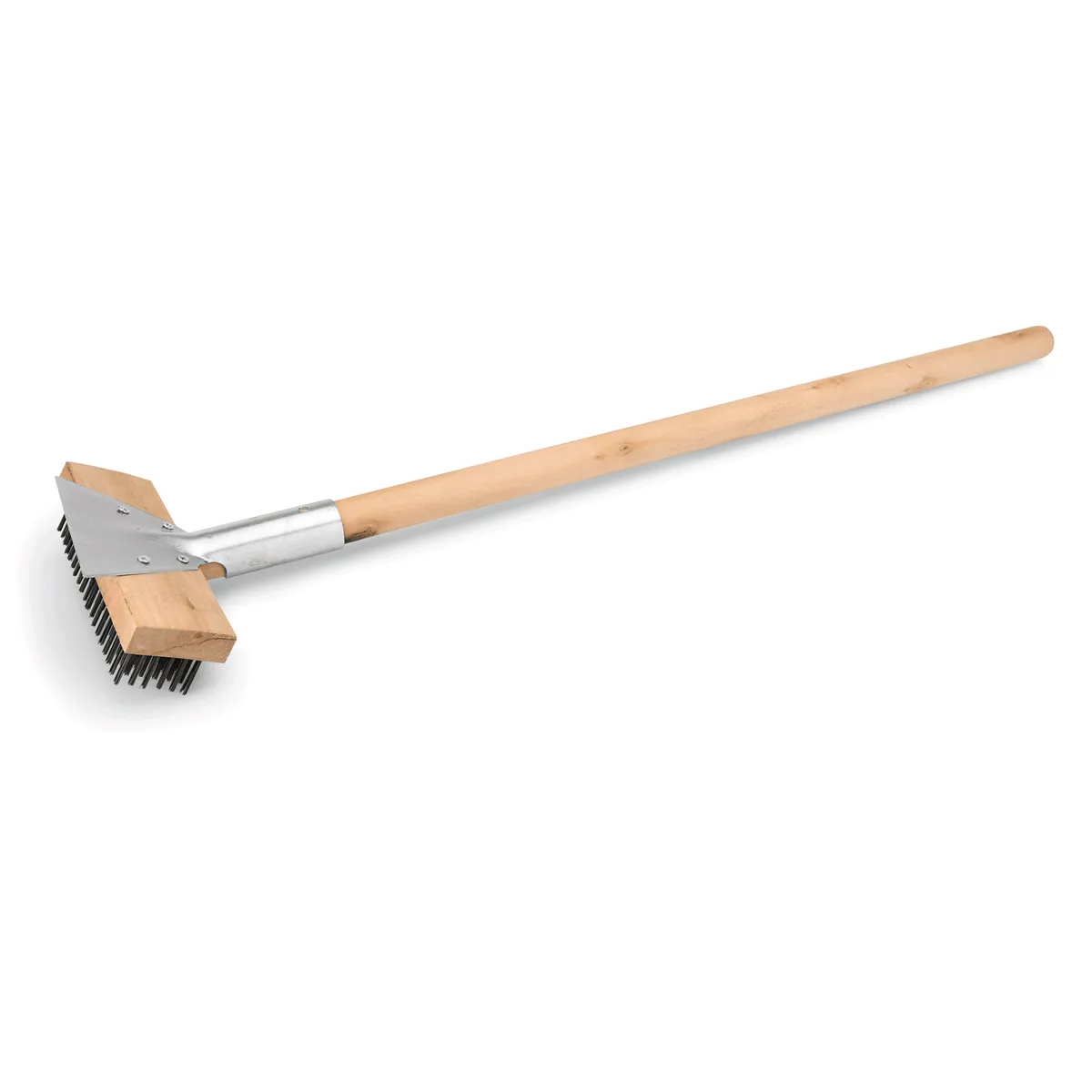 Reinigungsbürste mit Schaber, 75 cm, mit Stahlborsten 2,5 cm, Holz, Stahl