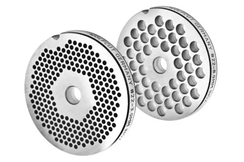 WOLFCUT - Fleischwolfscheibensatz 3 mm + 8 mm Bohrung kompatibel mit allen gängigen Fleischwolf Marken Größe 22