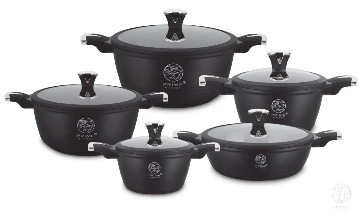 Prime Kitchen® Premium Topfset 10-teilig – Keramik Antihaft, Induktion, Silikon-Deckelrand