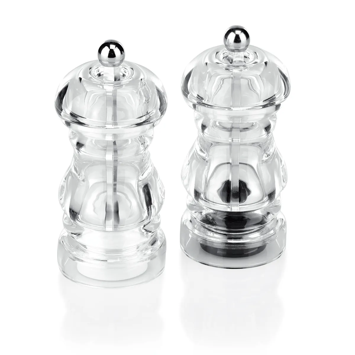 Salz-/Pfeffermühlen Set, Ø 5,5 cm, Höhe 13 cm, Edelstahl, Keramik, Acryl