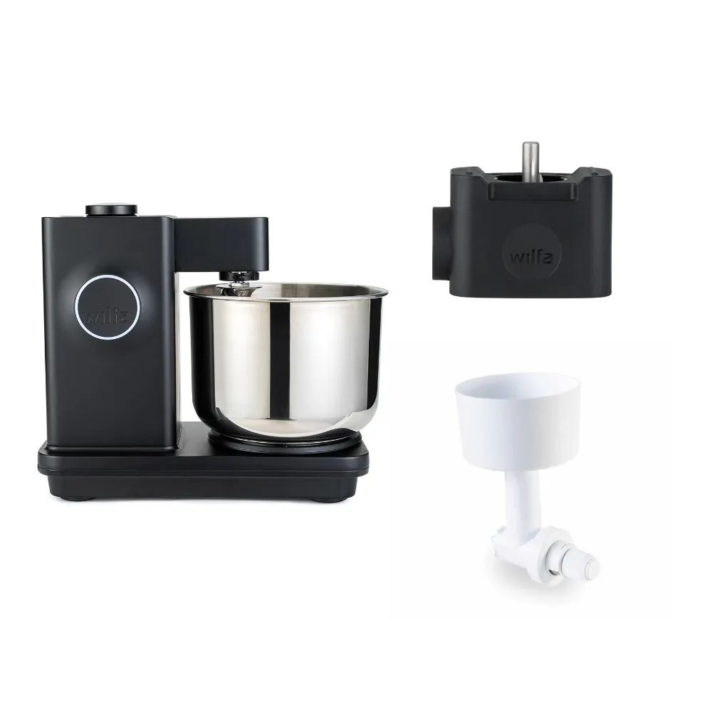 Wilfa Küchenmaschine Probaker Timer KM2BS-T70 schwarz + Tool Adapter + Messerschmidt Mahlvorsatz