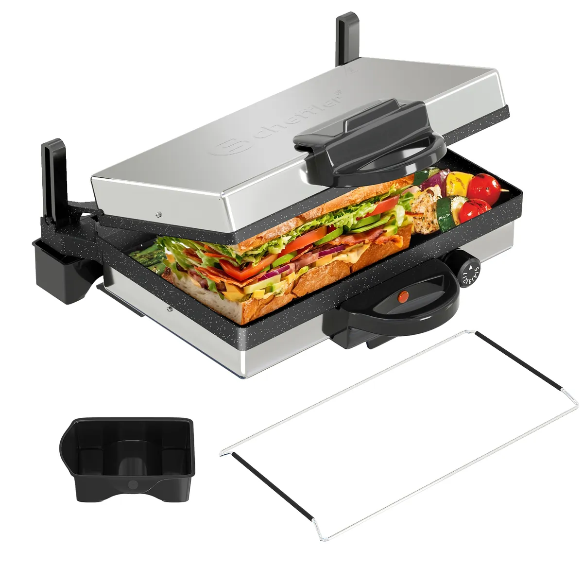 2000W Kontaktgrill Edelstahl Multigrill für Lahmacun & Panini – Kraftvoll & Kompakt