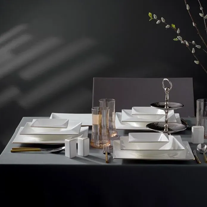 Jumbo Fold Gold 58-teiliges eckiges Tafelservice für 12 Personen