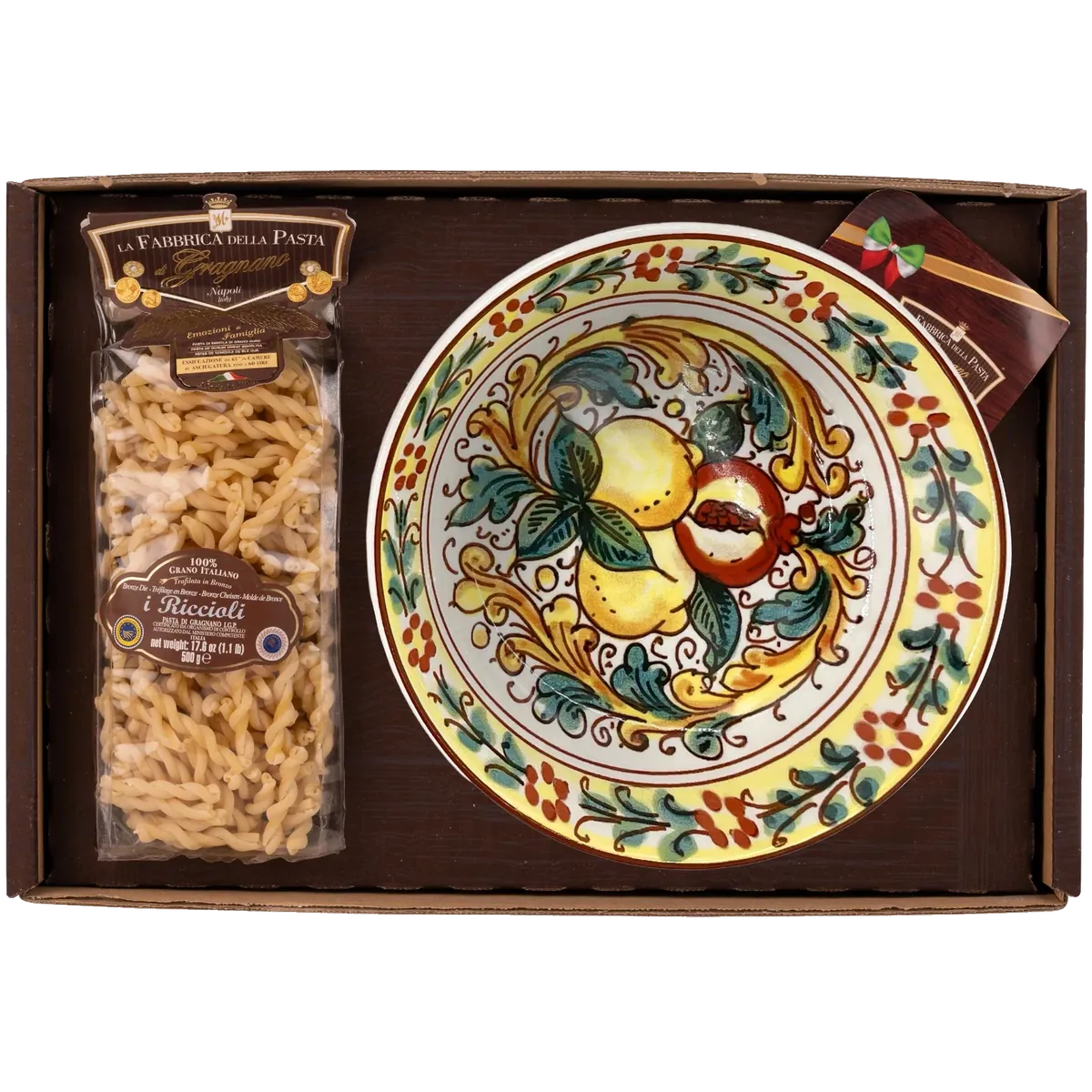 Pasta di Gragnano IGP Nudeln + Keramikteller Sorrento-Dekor 27cm (966)