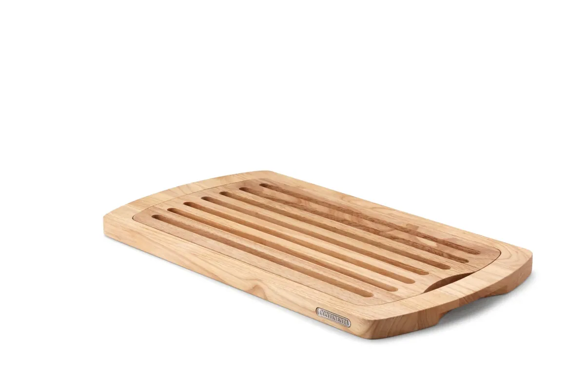 -Continenta- Brotschneidebrett "Gummibaumholz" mit herausnehmbaren Einsatz 45x26x2cm