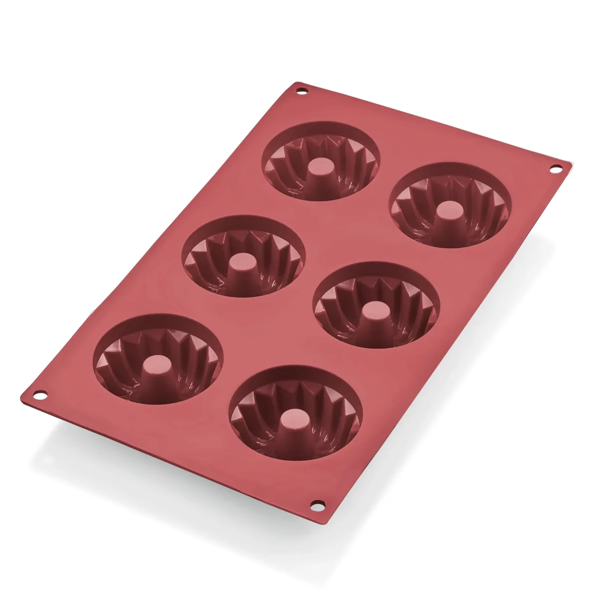 Gugelhupf Bakeflex, 6 Formen, Ø 6,5 cm, rot, Silikon