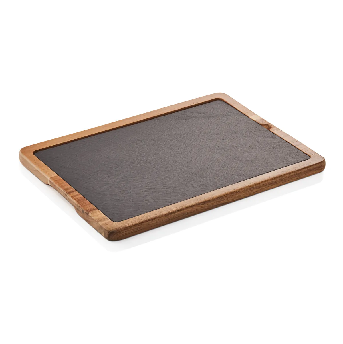 Servierbrett Slate & Serve, 33 x 23 x 1,5 cm, Akazienholz, Schiefer