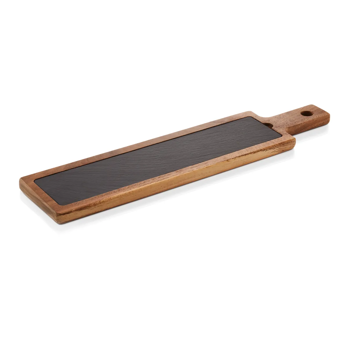 Servierbrett Slate & Serve, 53 x 12,5 x 1,5 cm, Akazienholz, Schiefer