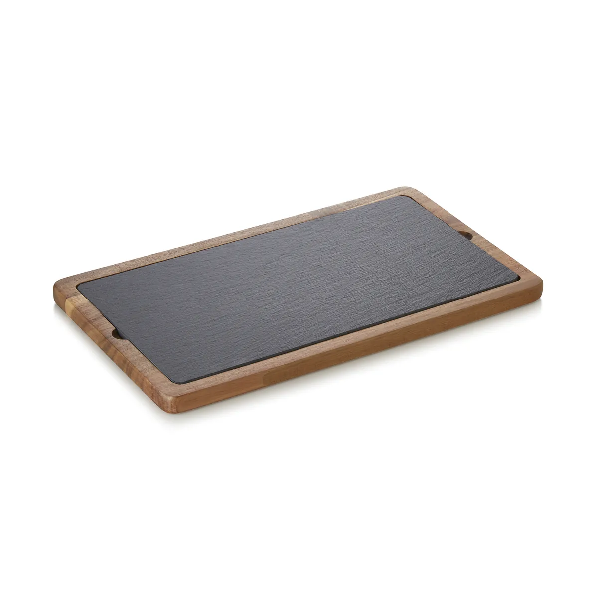 Servierbrett Slate & Serve, 35 x 20 x 1,5 cm, Akazienholz, Schiefer