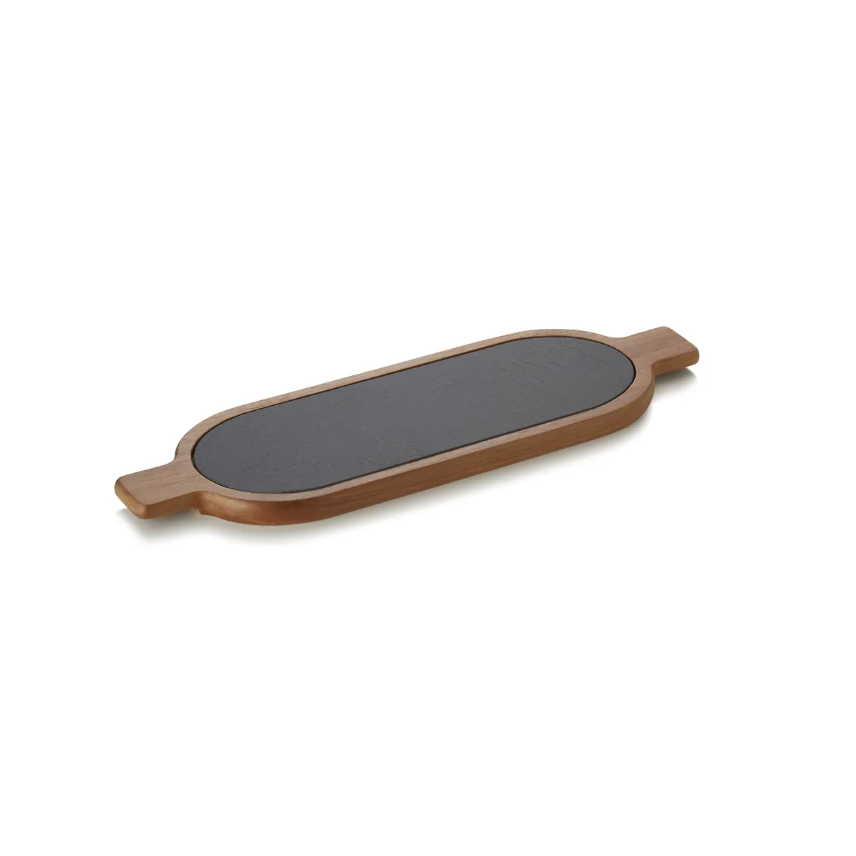 Servierbrett Slate & Serve, 40 x 12 x 1,5 cm, Akazienholz, Schiefer