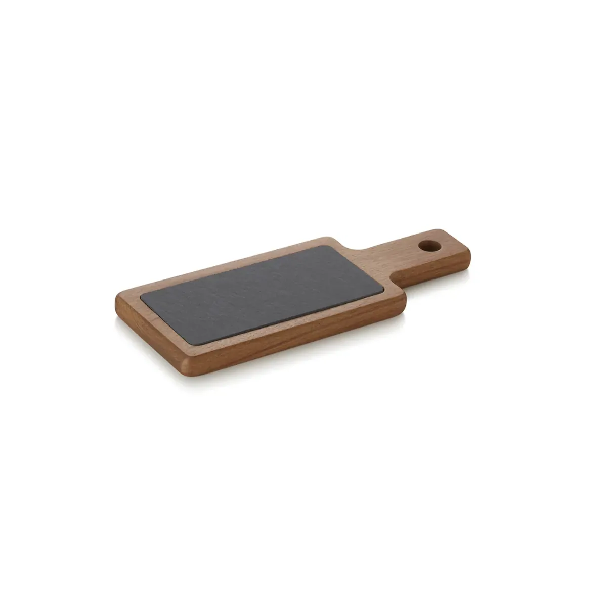 Servierbrett Slate & Serve, mit Griff, 30 x 12 x 1,5 cm, Akazienholz, Schiefer