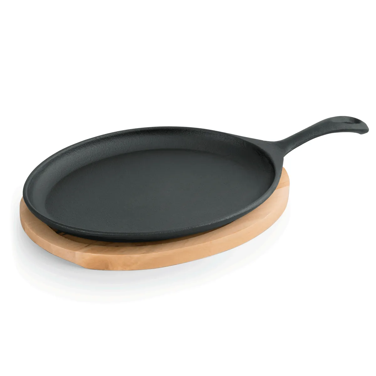 Servierpfanne Iron Dining, mit Holzuntersetzer, 25 x 18,5 x 2 cm, Gusseisen, Holz