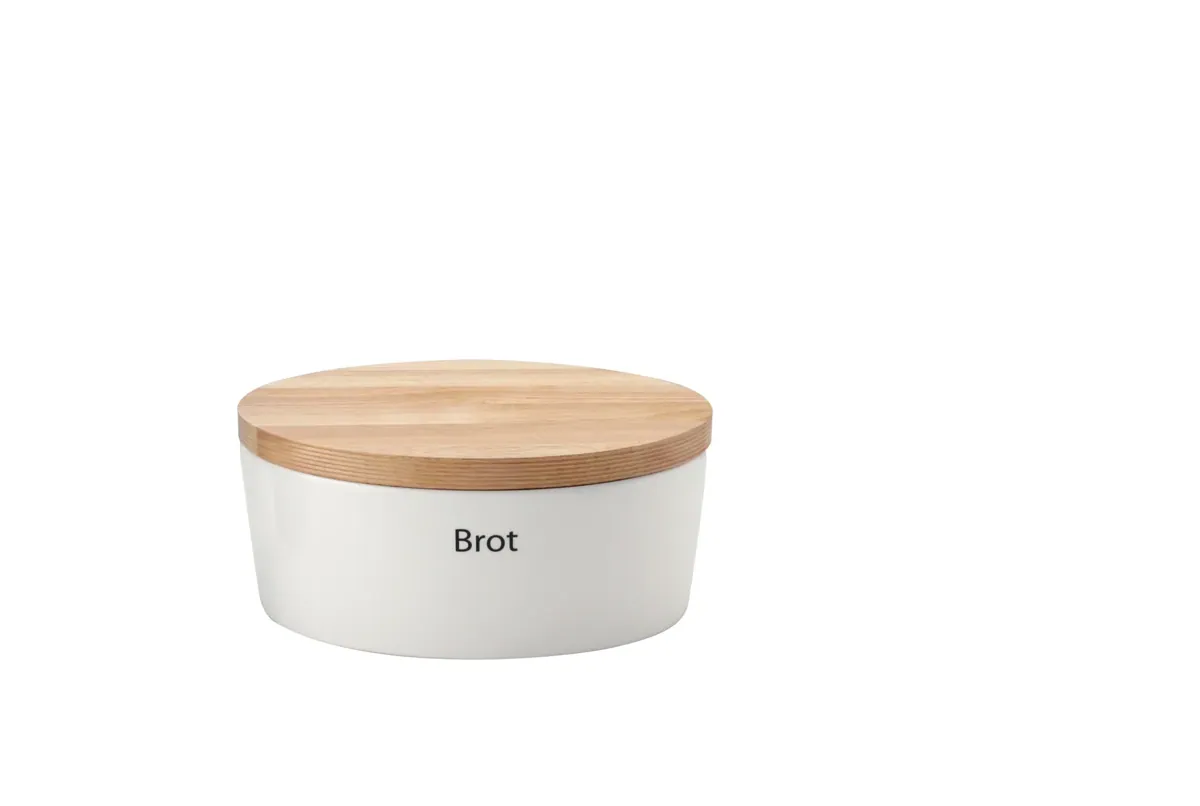 -Continenta- Brottopf oval Keramik mit Holzdeckel, 30x23x13,5cm