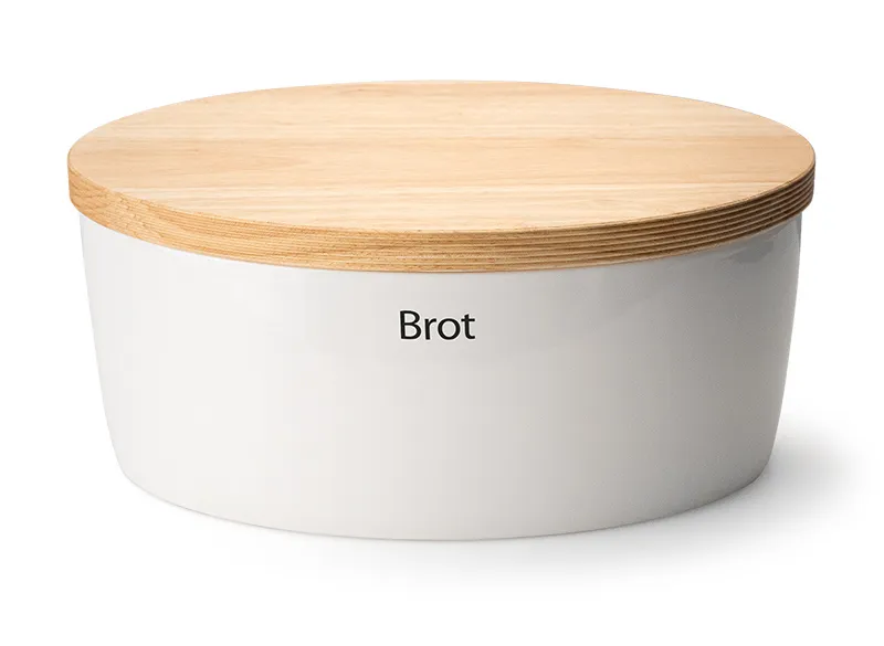 -Continenta- Brottopf oval Keramik mit Holzdeckel, 36 x 23 x 15,5 cm