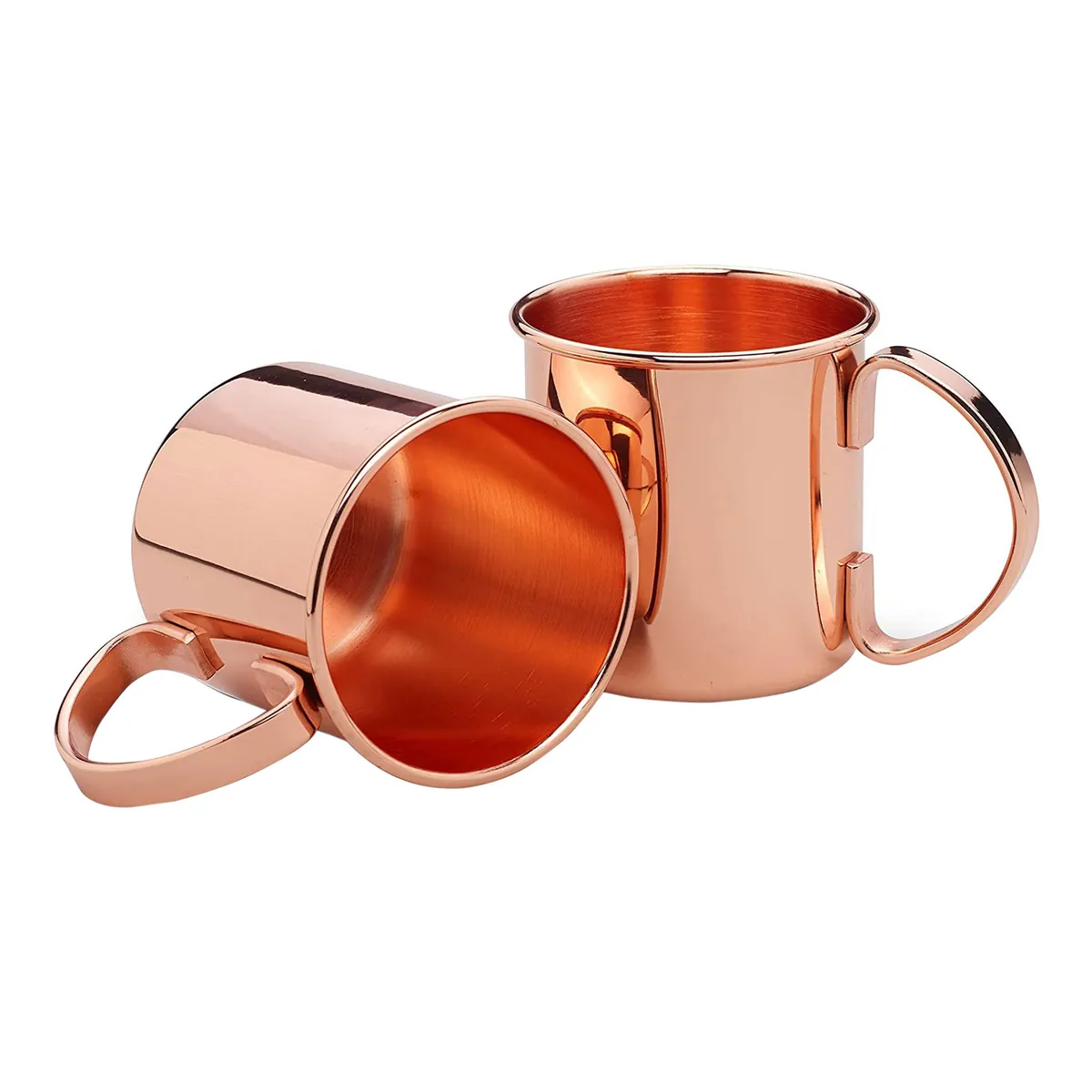 Moscow Mule Becherset, Edelstahl-Gläser, 450 ml, Cocktailgläser perfekt für Gin, Kupferoptik