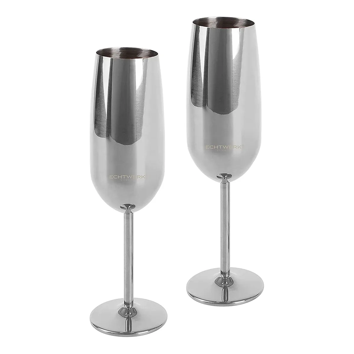 Sektkelche aus Edelstahl, 2-tlg, 250 ml, Unzerbrechliche Gläser, Geschenkset, 250 ml