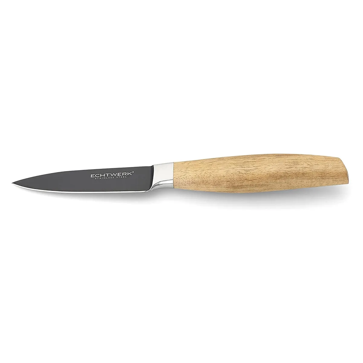 Schälmesser "Classic Black-Edition" aus hochwertigem Stahl, Griff aus Akazienholz, Klingenlänge
