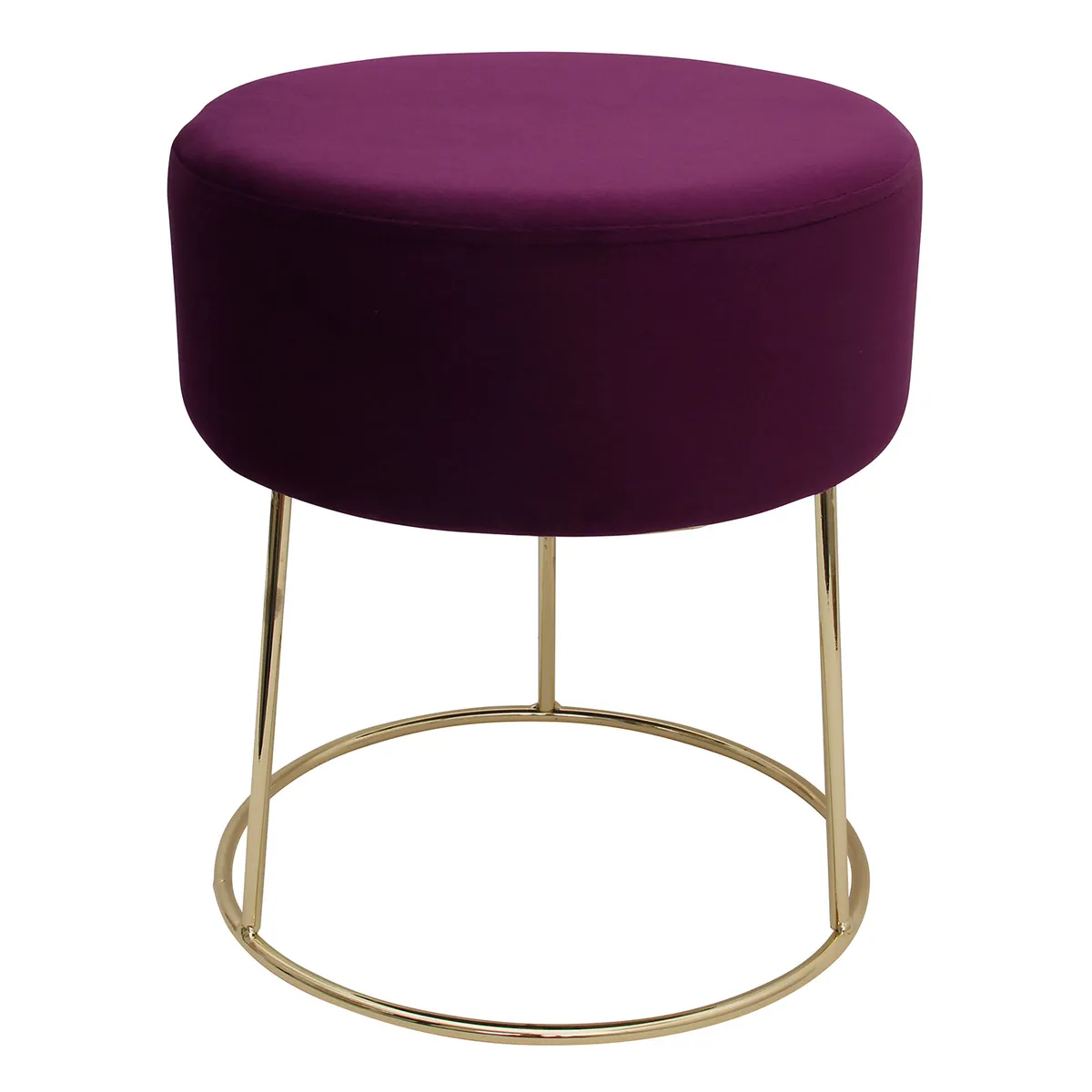 Sitzhocker "Marylin" mit Samtbezug und goldenen Metallbeinen