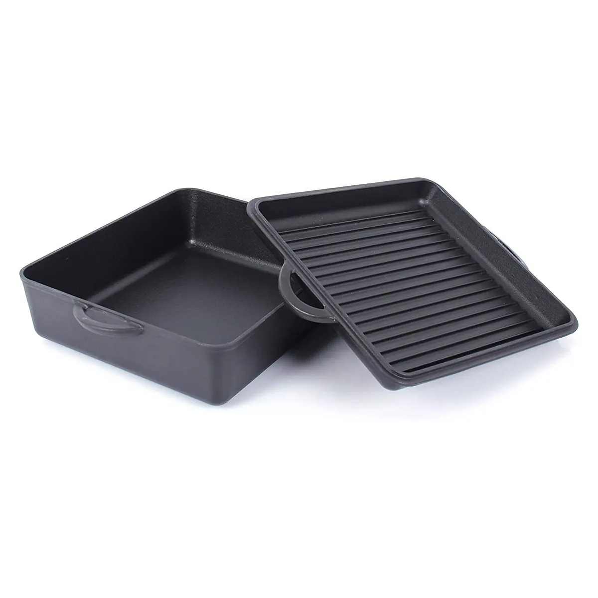 Universalbräter aus Gusseisen 2-in-1 Set, mit Deckel, Pre-Seasoned, bereits eingebrannt, 6,5 L