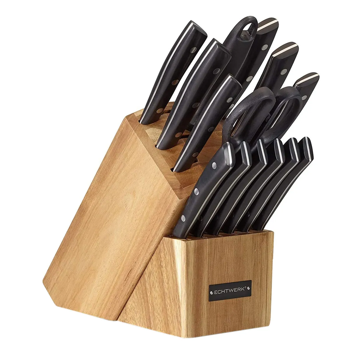 Messerblock Set "Premium", 15tlg, mit Messer Set aus Klingenstahl inkl. Schere & Wetzstahl