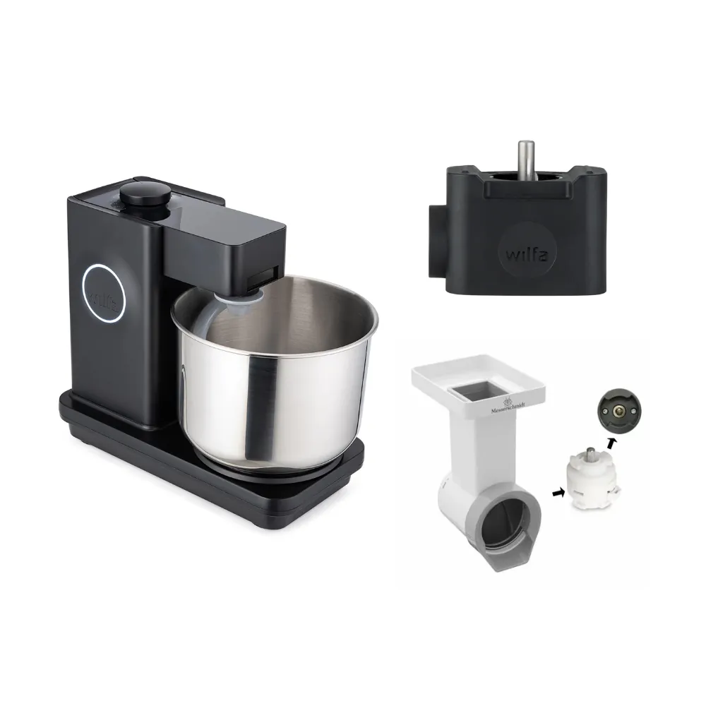 Wilfa Küchenmaschine Probaker KM1B-70 schwarz + Tool Adapter + Messerschmidt Gemüseschneider