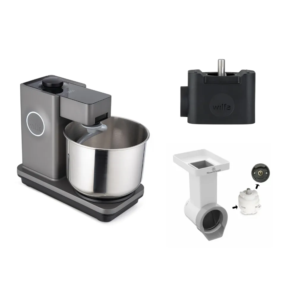 Wilfa Küchenmaschine Probaker Timer KM2GY-T70 grau+ Tool Adapter + Messerschmidt Gemüseschneider