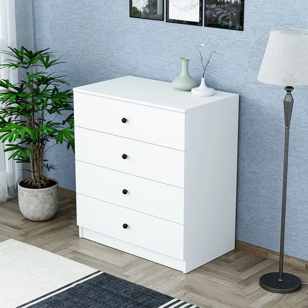Roomart Kommode - Aufbewahrungsschrank SIFO, 80 cm, mit 4 Schubladen, in Weiß