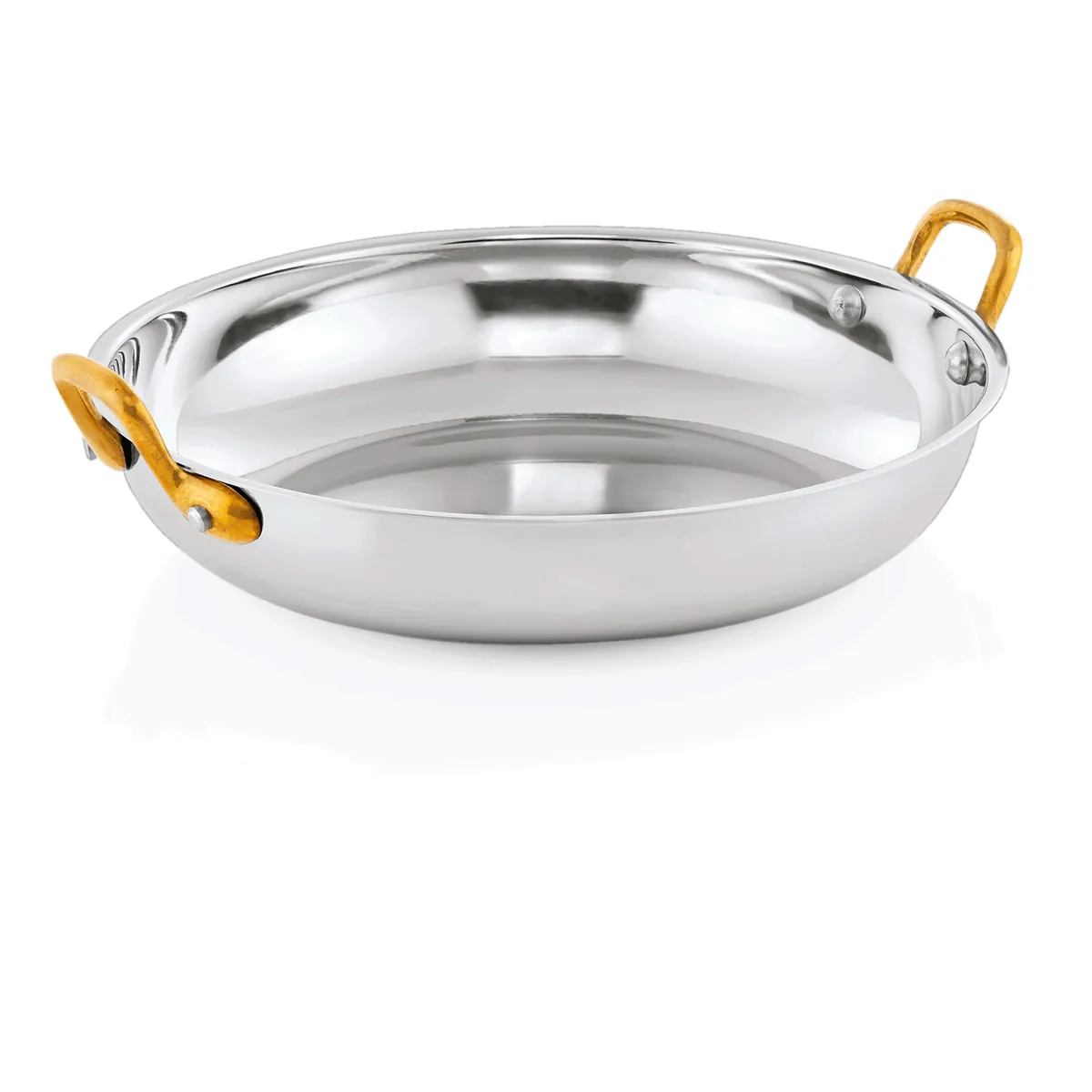 Servierpfanne, Ø 24 oder 18 cm, Messing, Chromnickelstahl