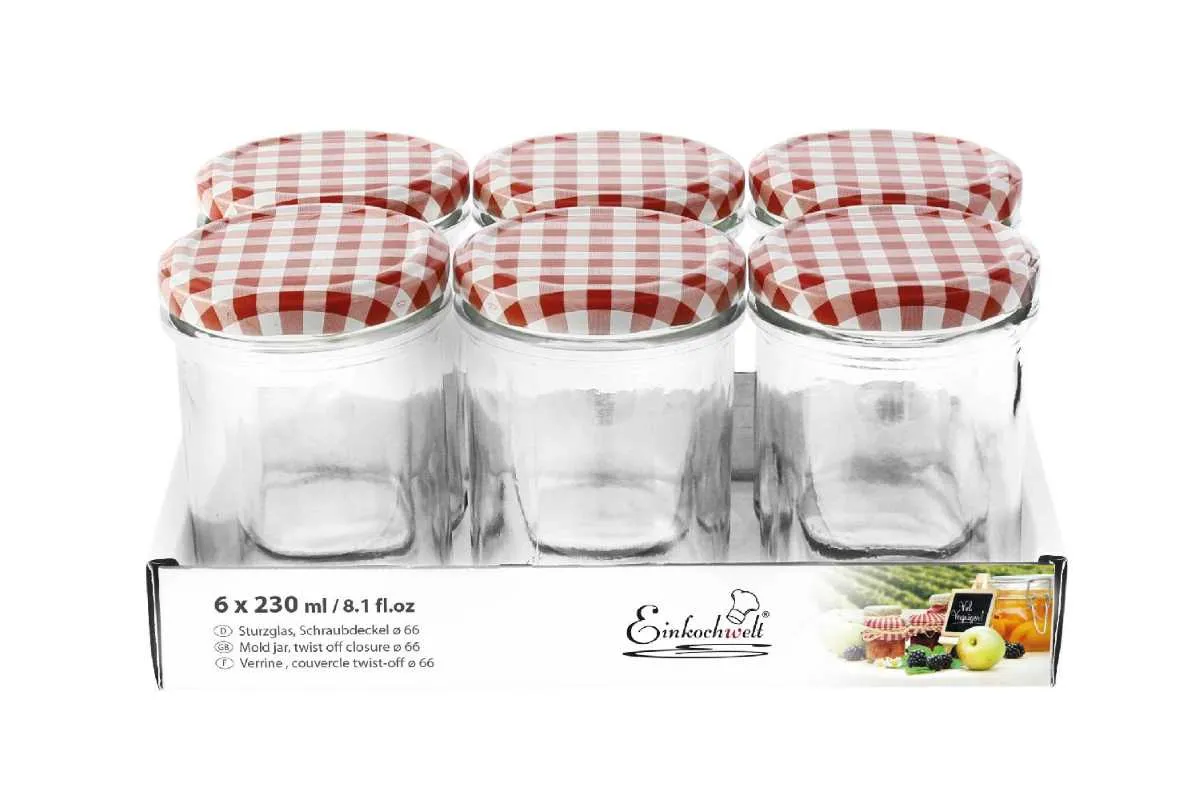 Schraubdeckelglas Einkochwelt 6er Tray mit Deckel 230ml
