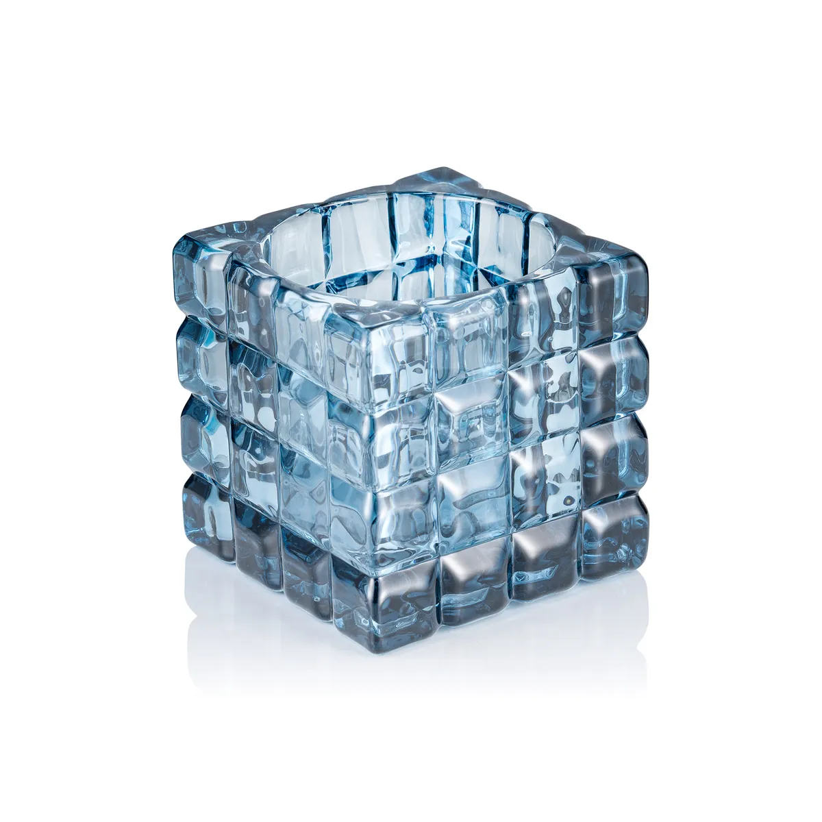 Cube Steel Blue YUYU, 9 x 9 x 9 cm, Glas