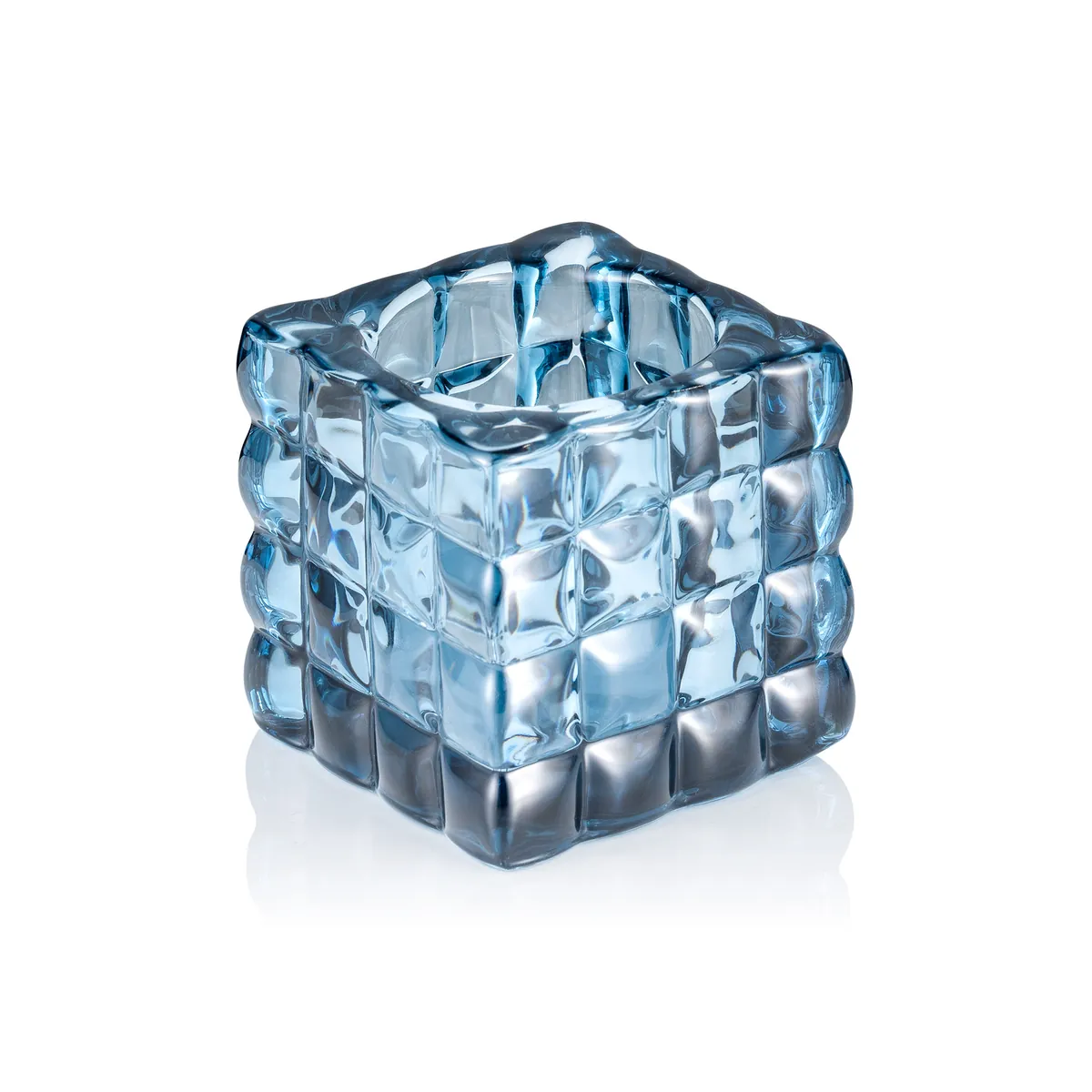 Cube Steel Blue YUYU, 8 x 8 x 8 cm, Glas