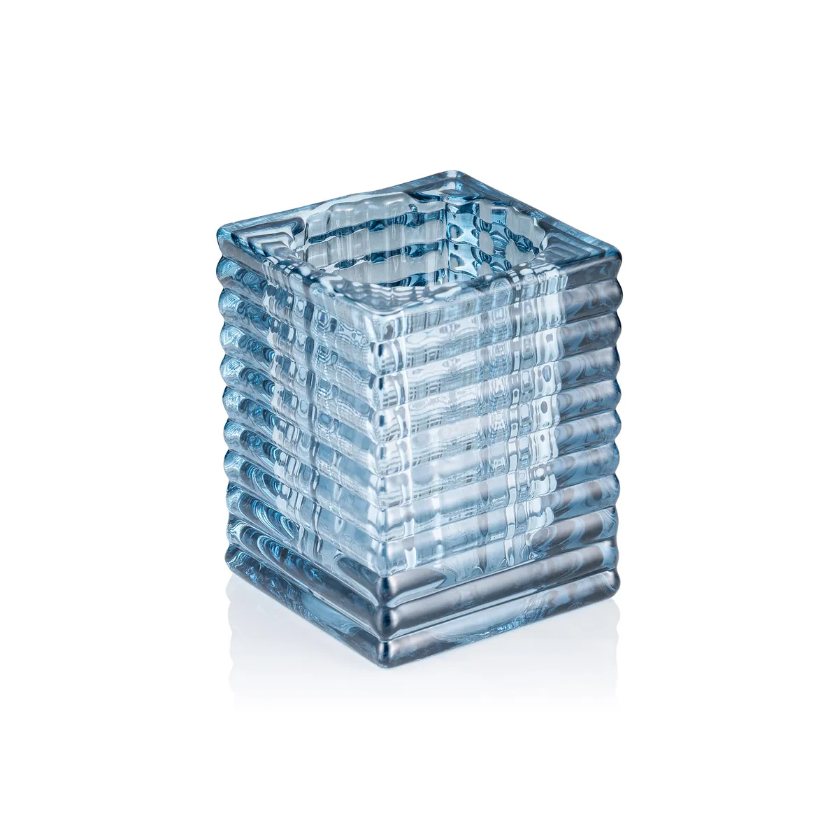 Cube Steel Blue YUYU, 7,5 x 7,5 x 9,5 cm, Glas