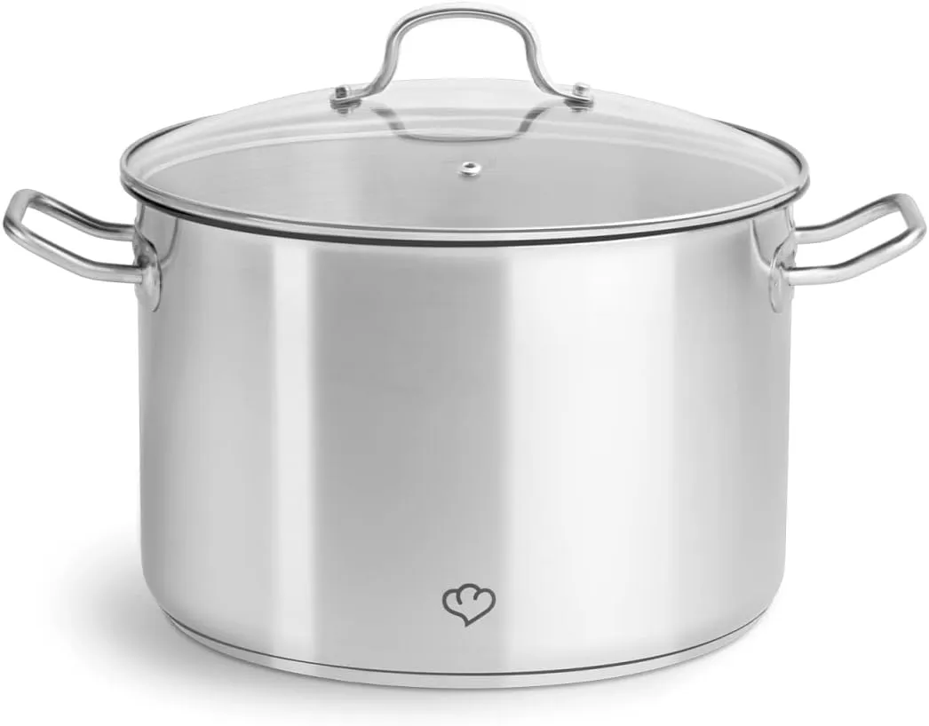 Edelstahl Kochtopf mit Glasdeckel 11 L, inkl. Siebeinsatz/Dampfgarer und Nudelsieb