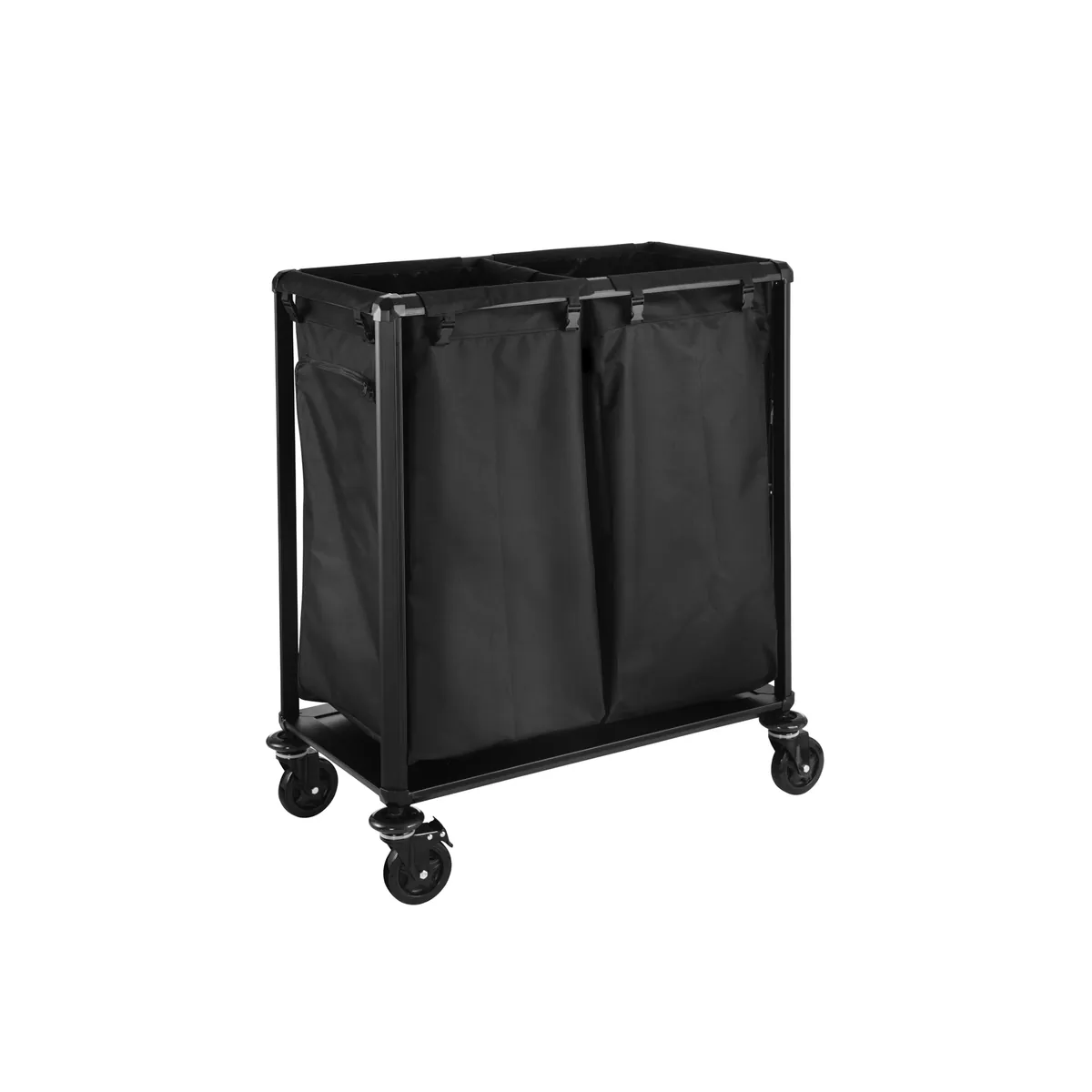 Wäschewagen Double, 70 x 60 x 90 cm, schwarz, Stahl, ABS Kunststoff
