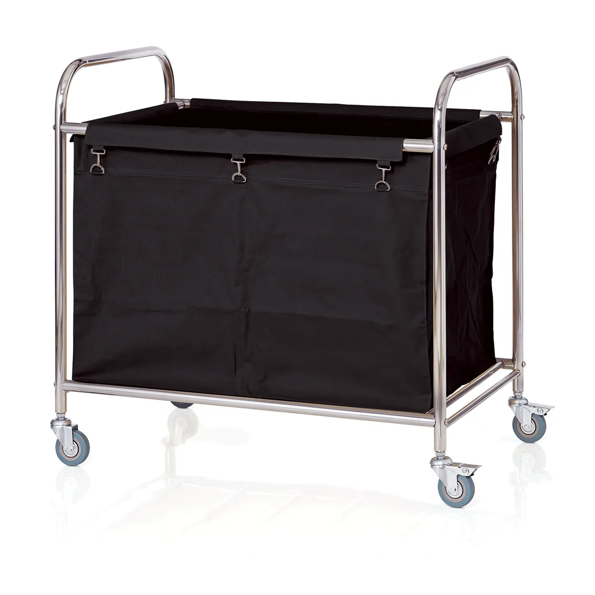 Wäschewagen, 90 x 55 x 90 cm, schwarz, Edelstahl, verchromt, Nylon